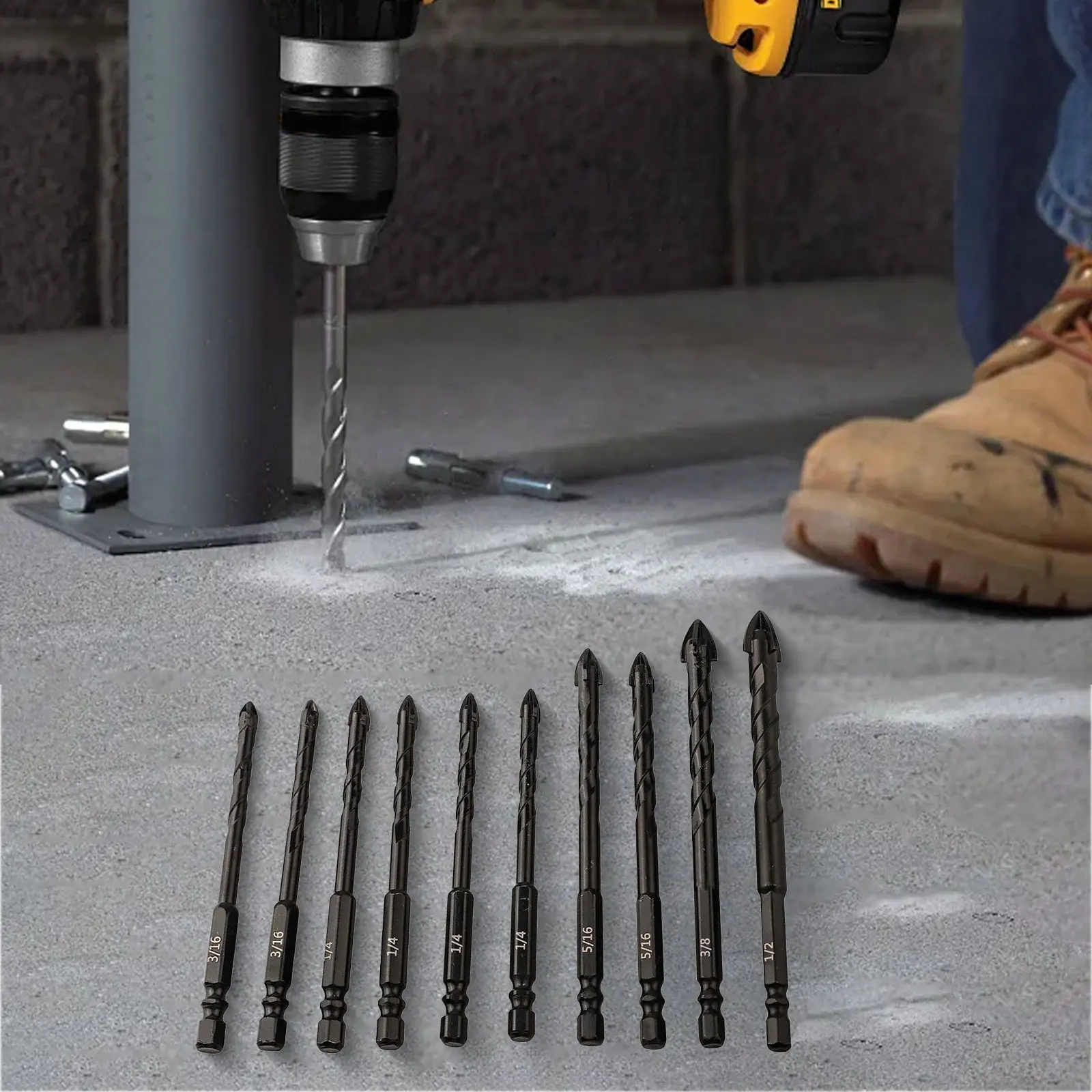 

Bits Tile Drill Bits 5 16 Triangular Drill Bit Rust-resistant Treatment Different Sizes Included High-grade YG6X Carbide