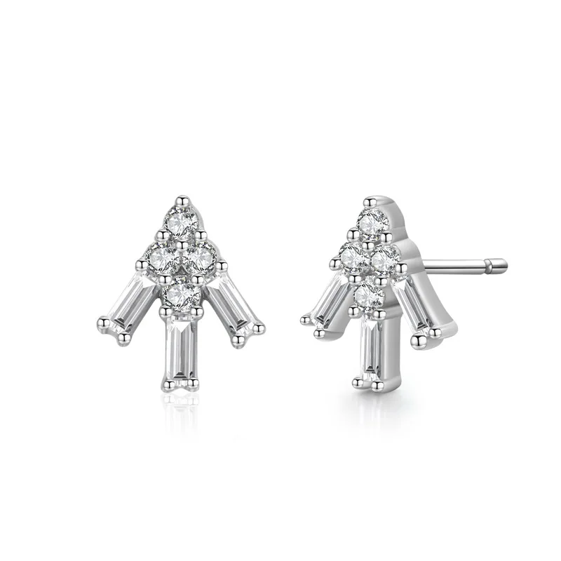 

S925 Sterling Silver Women Cute Rhodium Plated Arrow Earrings with Zircons