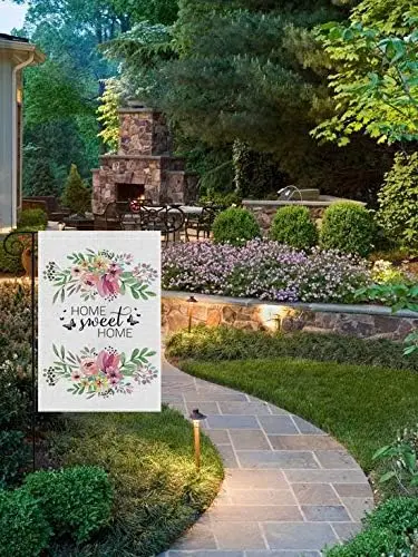 Spring Home Sweet Home Garden Flag Vertical Double Sided,Welcome Flower Spring Summer Yard Outdoor Decorative 12.5 x 18 Inch PPZ