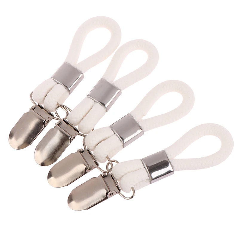 

4Pcs Multipurpose Towel Loop With Metal Clamp Multi Purpose Hooks Loops Bathroom Towel Clips Kitchen Storage Clips