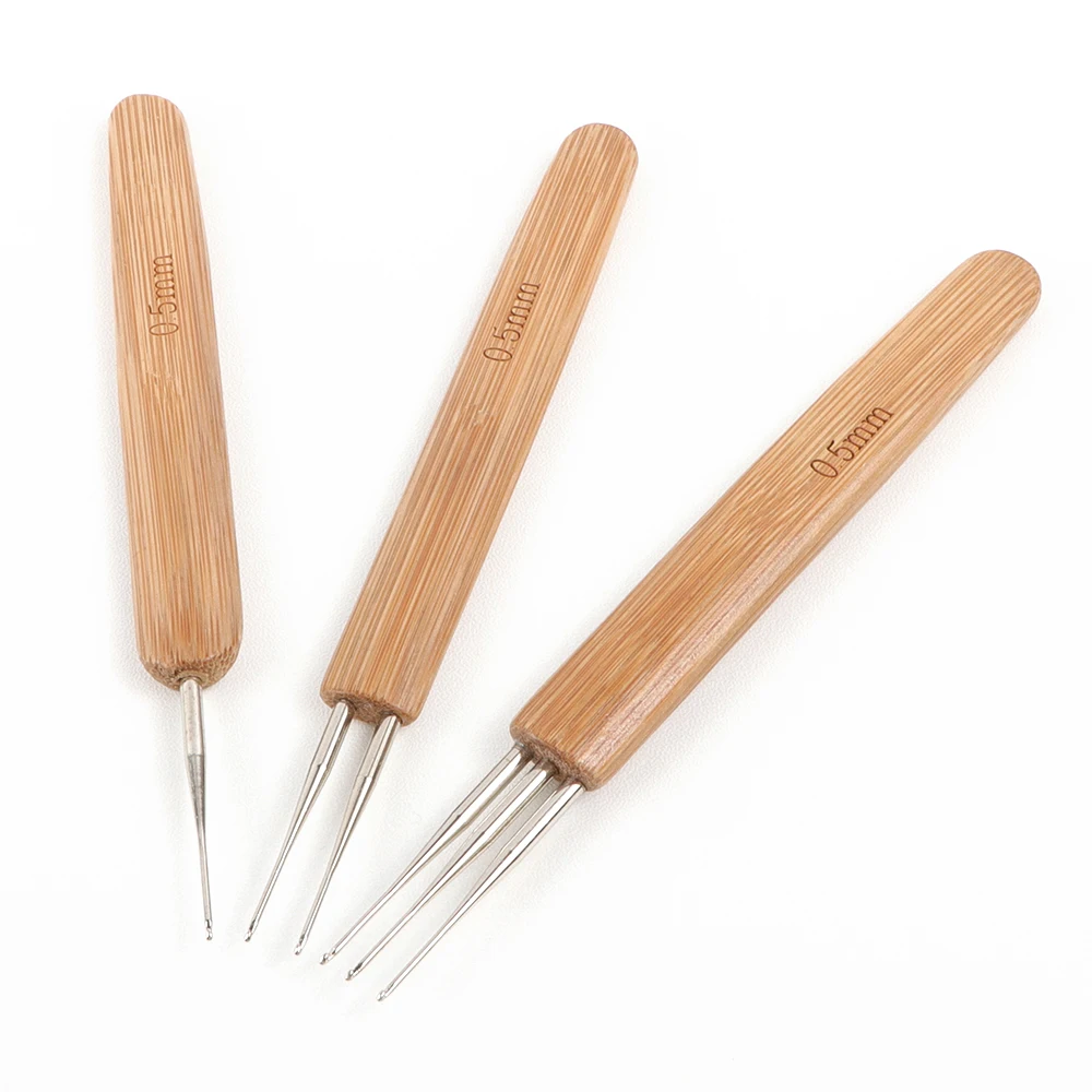 

Набор инструментов для вязания крючком с деревянной ручкой 0,5 мм, профессиональный инструмент для вязания волос.