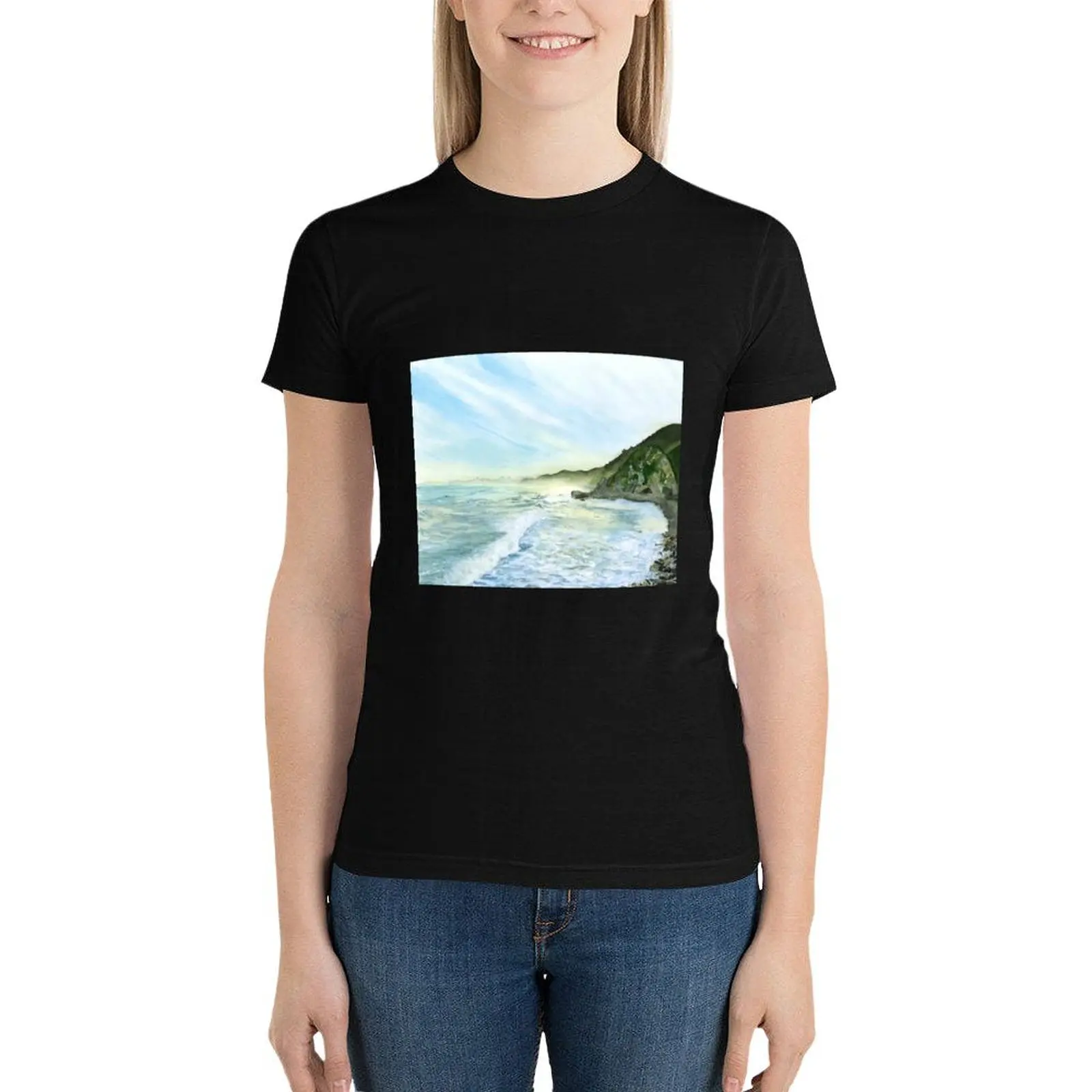 

Kaikoura Beach T-Shirt kawaii clothes tops Aesthetic clothing summer clothes workout shirts for Women loose fit