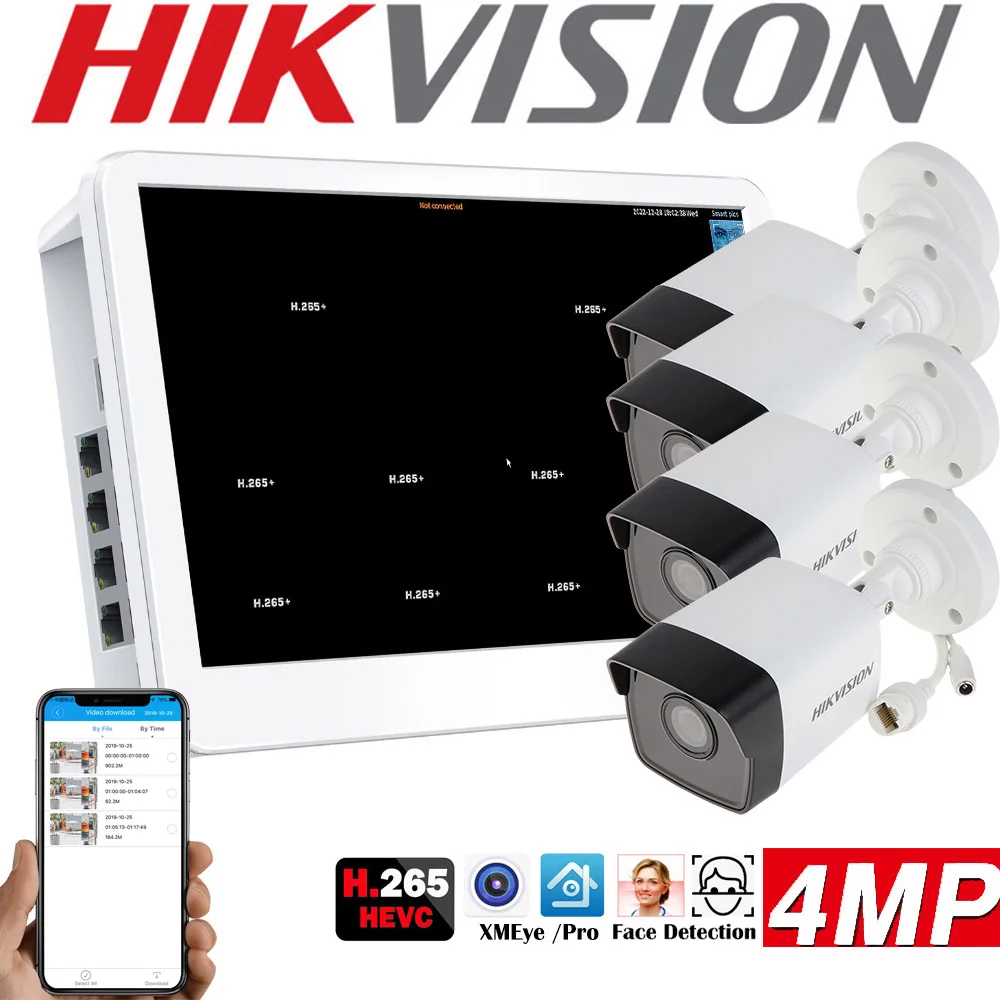 Original hikvision mutil language IPC-HFW2831S-S-S2  bullet IP camera  kit with 8ch POE NVR recorder