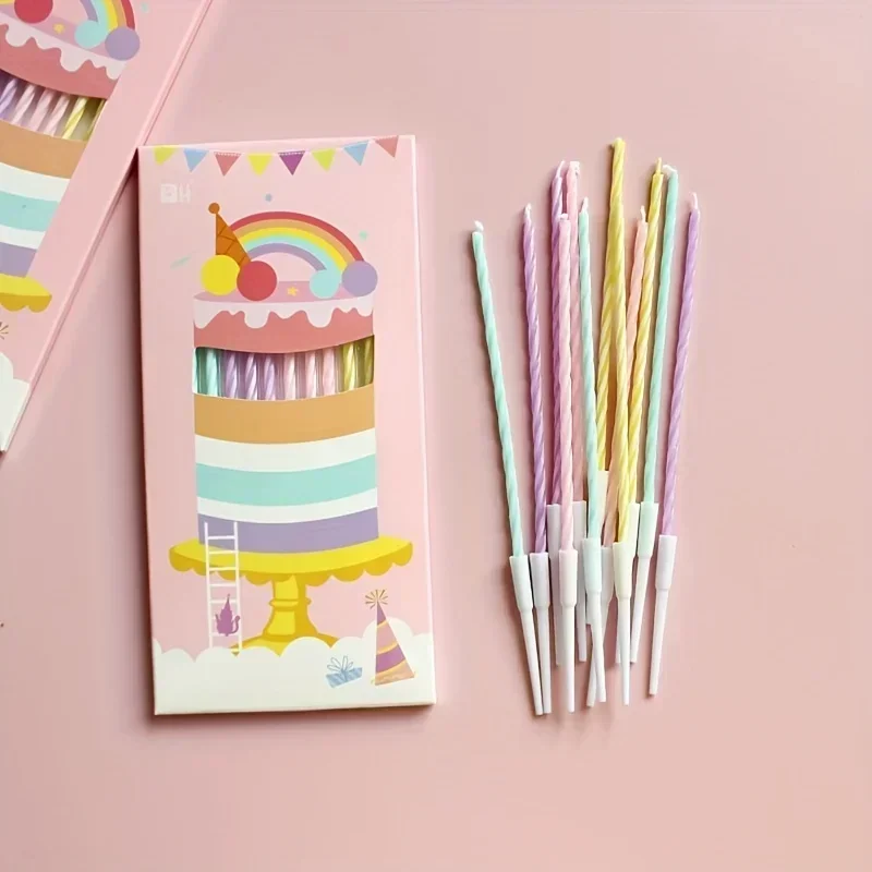 10/12 Stück, Geburtstagskerzen, Bonbonfarbene Foto-Requisiten für Geburtstagsfeiern, Regenbogen-Kuchendekorationen, Jubiläums-Kuchenkerzen – Detail 3