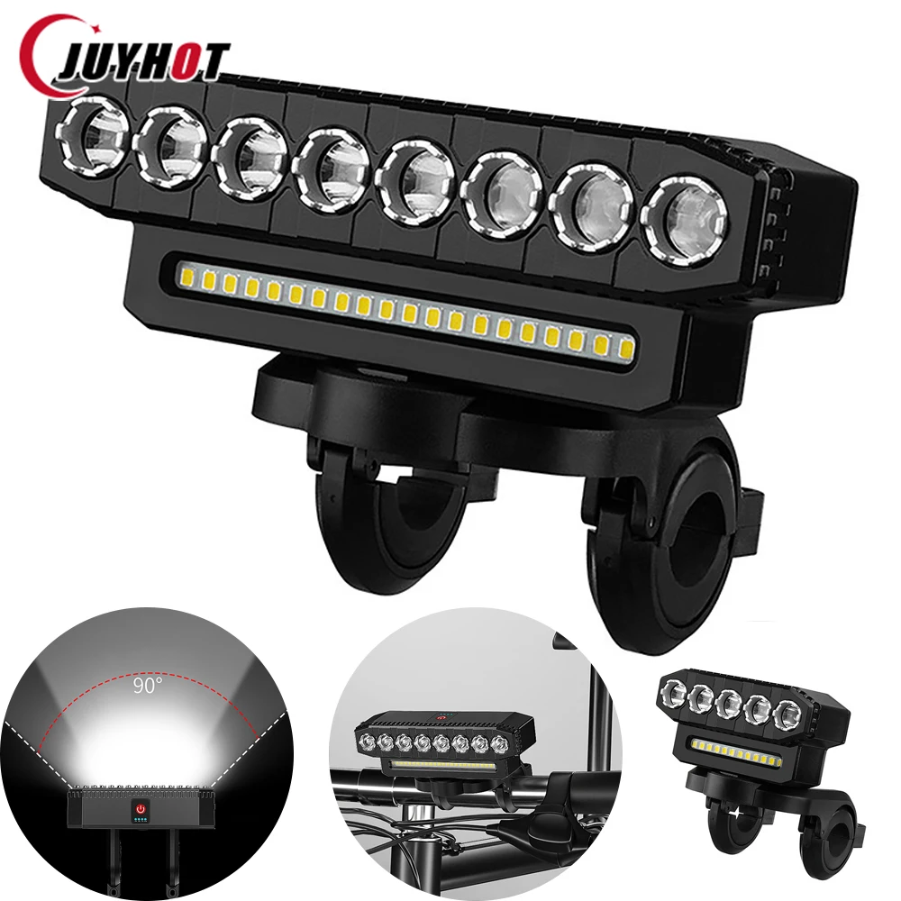 8 LED Bicycle Front Light 130dB Cycling Bike Horn Easy To Install 6 Modes Bicycle Bell Lights USB Charging Cycling Accessories