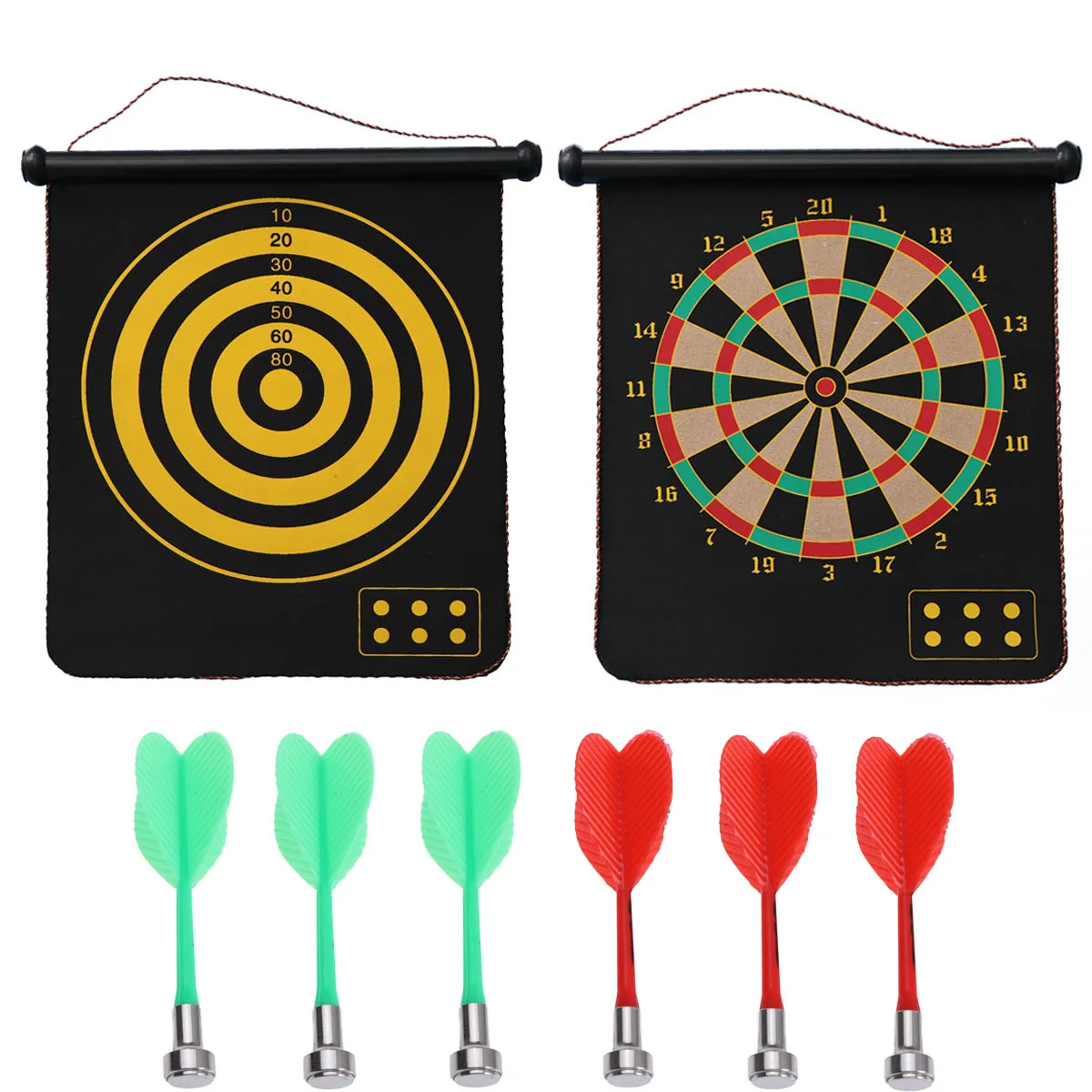 

Magnetic Double-Sided Dart Board Set 17 Inch Flocking Plastic Target Party Indoor Outdoor Birthday Game
