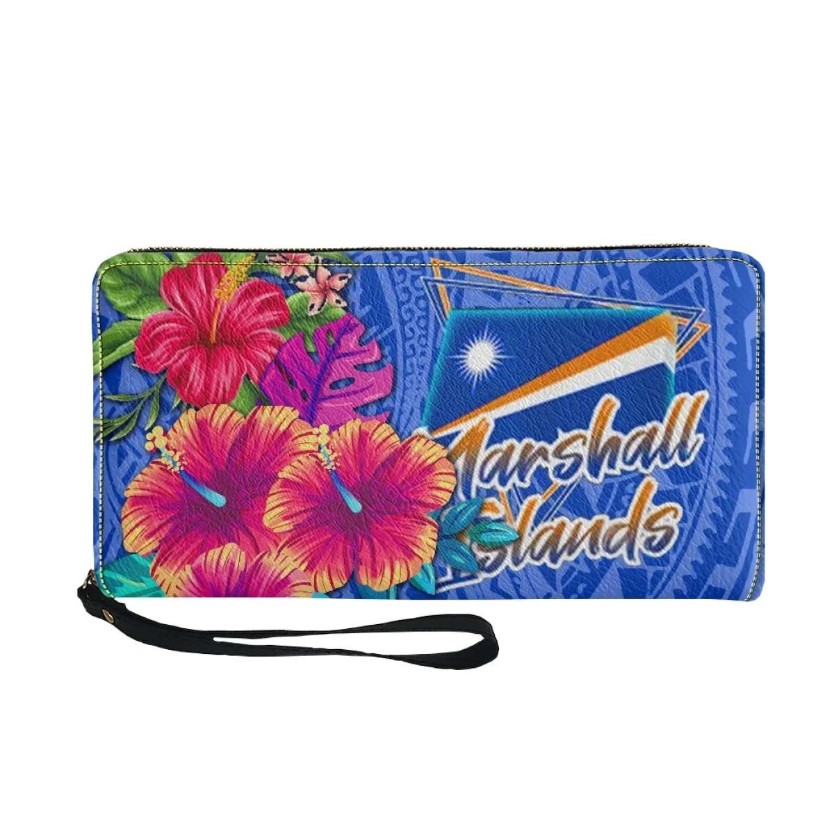 Polynesian Hibiscus Women Wallet Long Purse Woman Marshall Island Design Casual Portable Card Holder for Ladies Multifunction