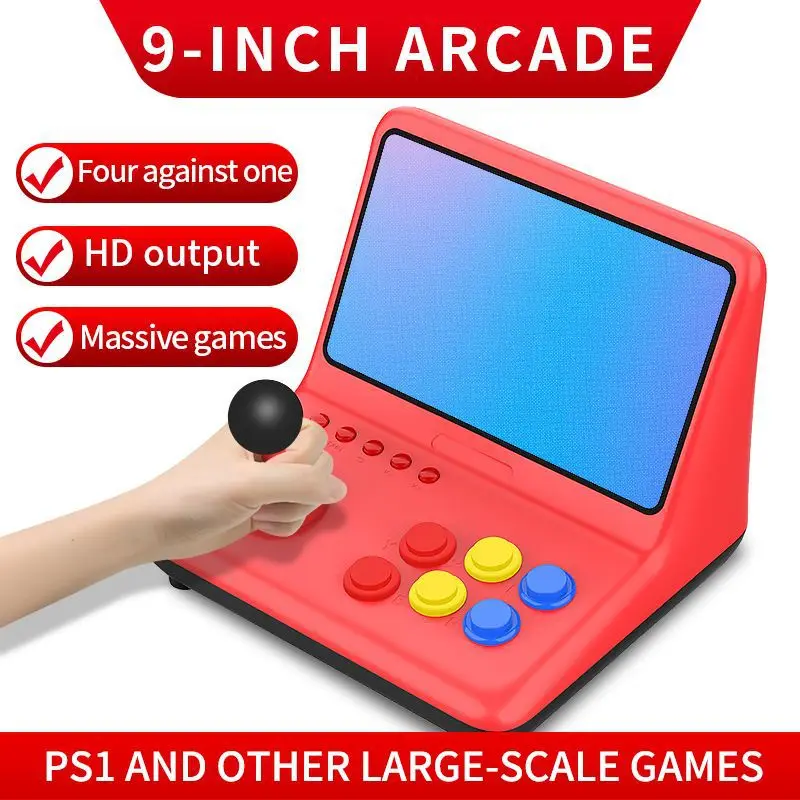 

New 9 Inch Arcade Game Console Linux System 3D Big Joystick Handheld Game Console Support Download Arcade Video Game for PS1 SFC