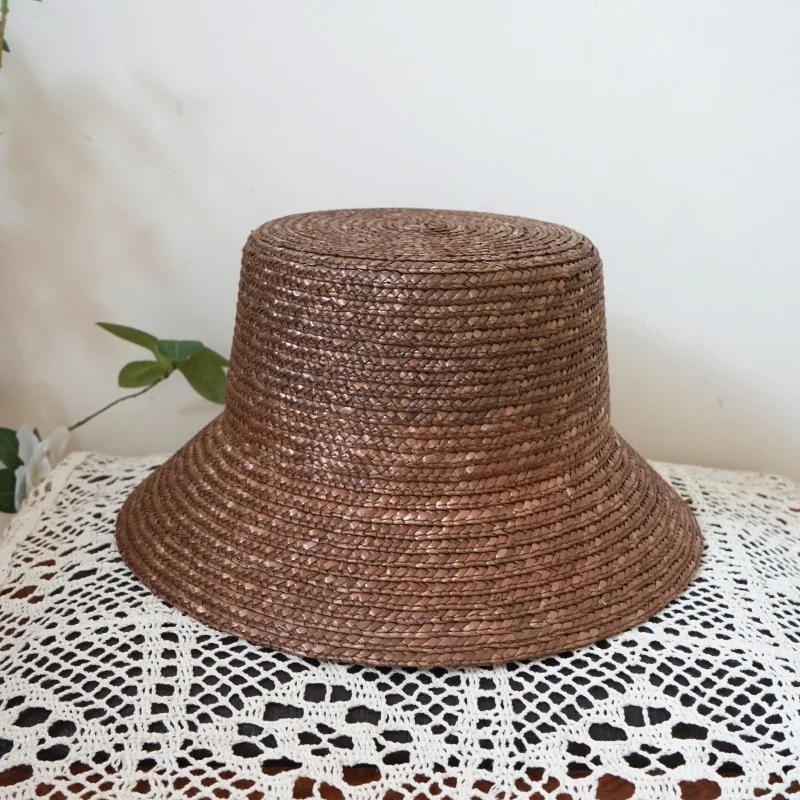 Handmade Summer Hats For Women Bucket Hat Ladies Sun Hat Ribbon Bowknot Beige Straw Hat Adjuatble Beach Hat Wide Brim Derby Hat