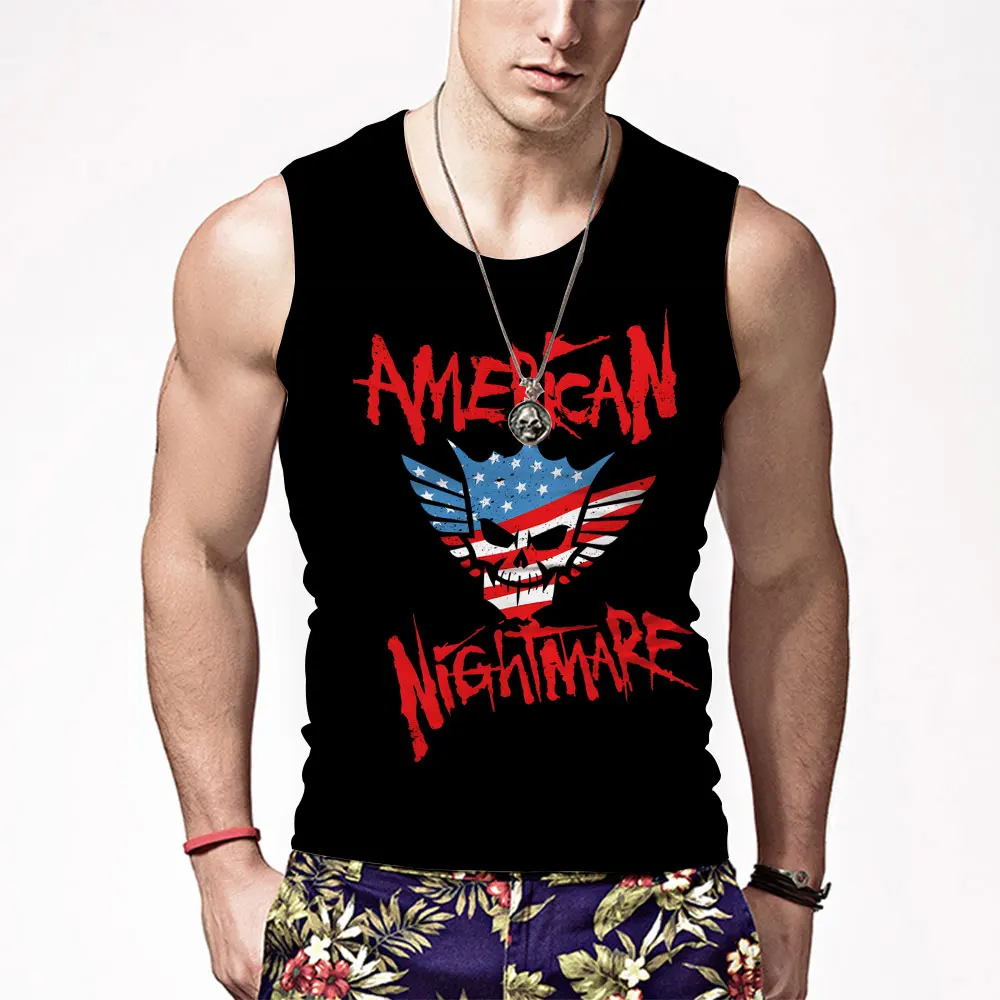 Męska czarna Cody Rhodes niezaprzeczalna kamizelka 2023 New Summer Sport Men Tight moda z najwyższej półki odzież męska t-shirt