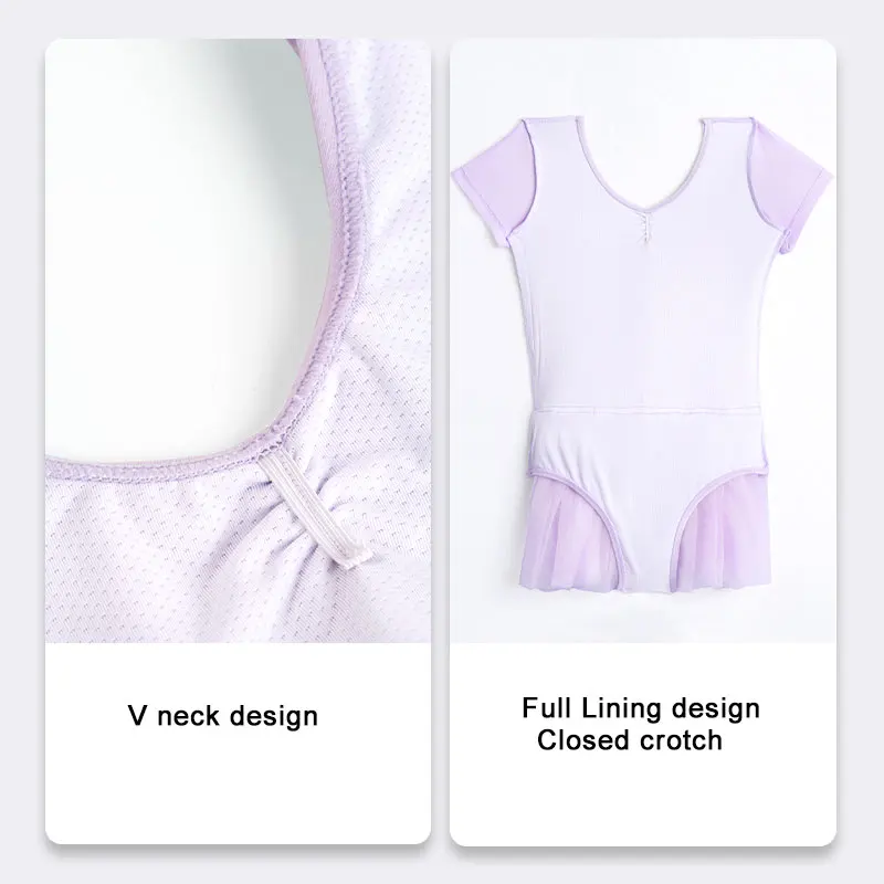 Girls Ballet Tutu Dress Dance Dress for Toddlers Kids Gymnastic Leotard Dress With Full Lining Cotton Ballet Dress Closed Crotch