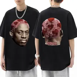 The Worm Dennis Rodman Big Face Double Sided Printed T-shirt Men Women Fashion Oversized Streetwear Male Vintage T Shirts Tops