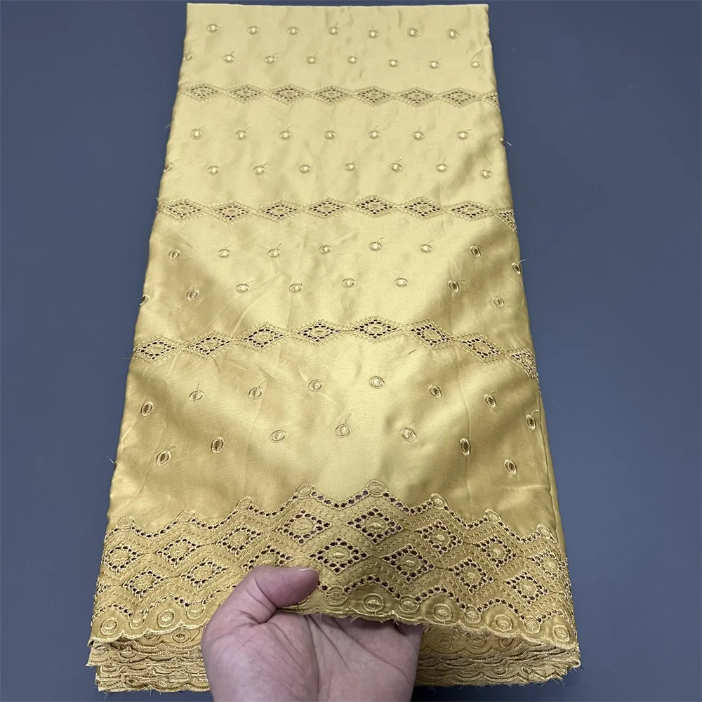 

African Lace Fabric 2025 High Quality,Cotton Fabrics By The Meter,Embroidery,Linen,Party Dresses,Tulle,Fashion,Cloth,5 Yards