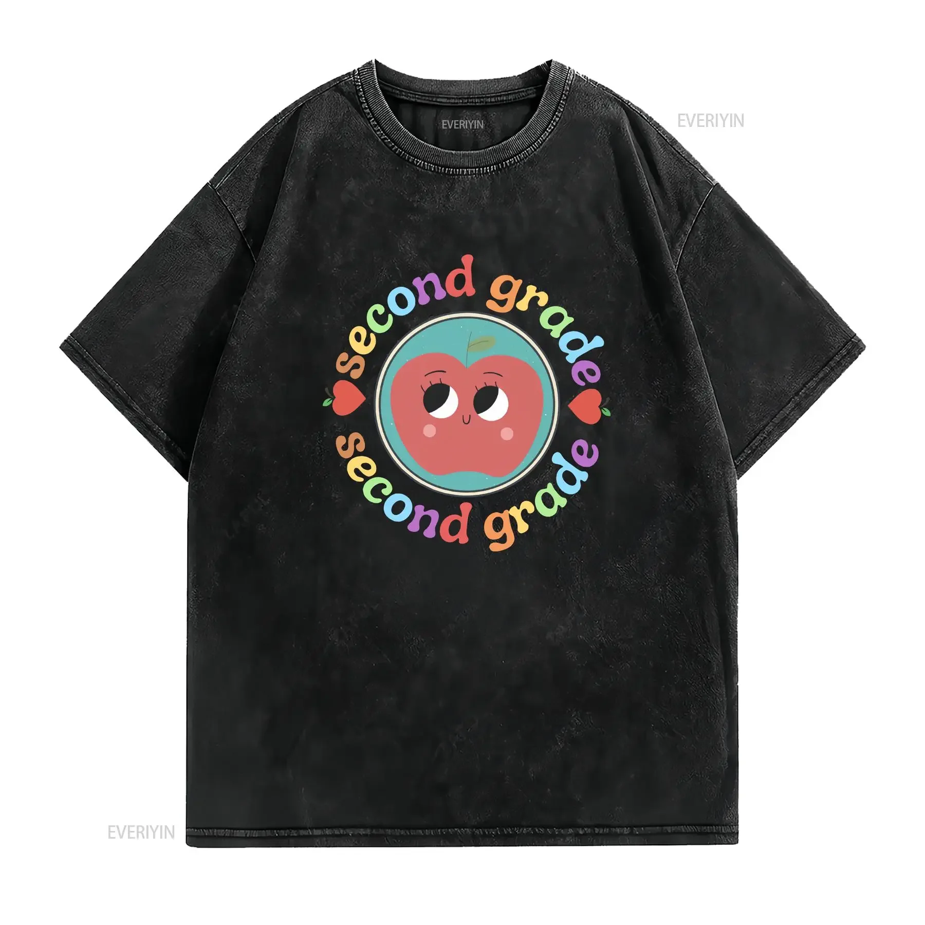 Second Grade Teacher T Shirt Retro 2nd Team For Elementary Level Crew vintage Washed Comfortable Breathable Casual streetwear