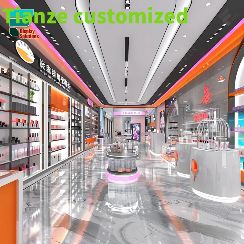 

Customized-Cosmetics Product Counter Perfume Display Rack Wall Mounted Wig Display Shelves Beauty Product