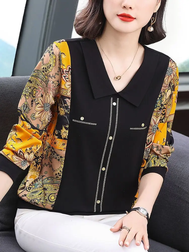 Middle-aged and Elderly New Fashion Long-sleeved T-shirt Women's Style