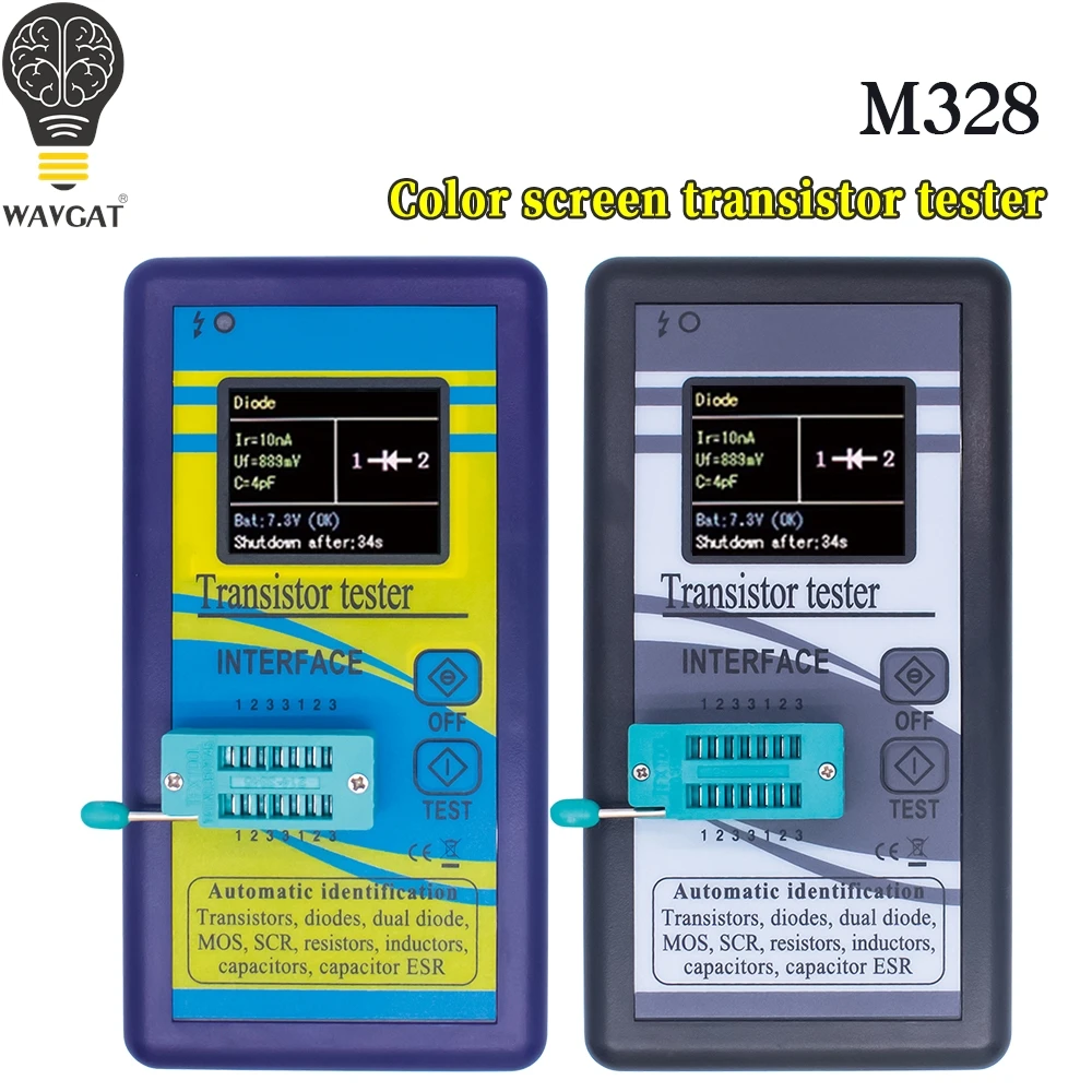 M328 Transistor Tester NPN PNP Transistor Diode Resistor Inductor Capacitance MOS SCR ESR Meter Automatic Pin Detection