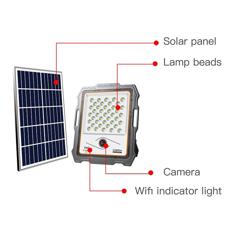 Saikiot-foco Solar inalámbrico para exteriores, cámara inteligente Tuya de 2MP, 100W, impermeable, WIFI, seguridad para el hogar