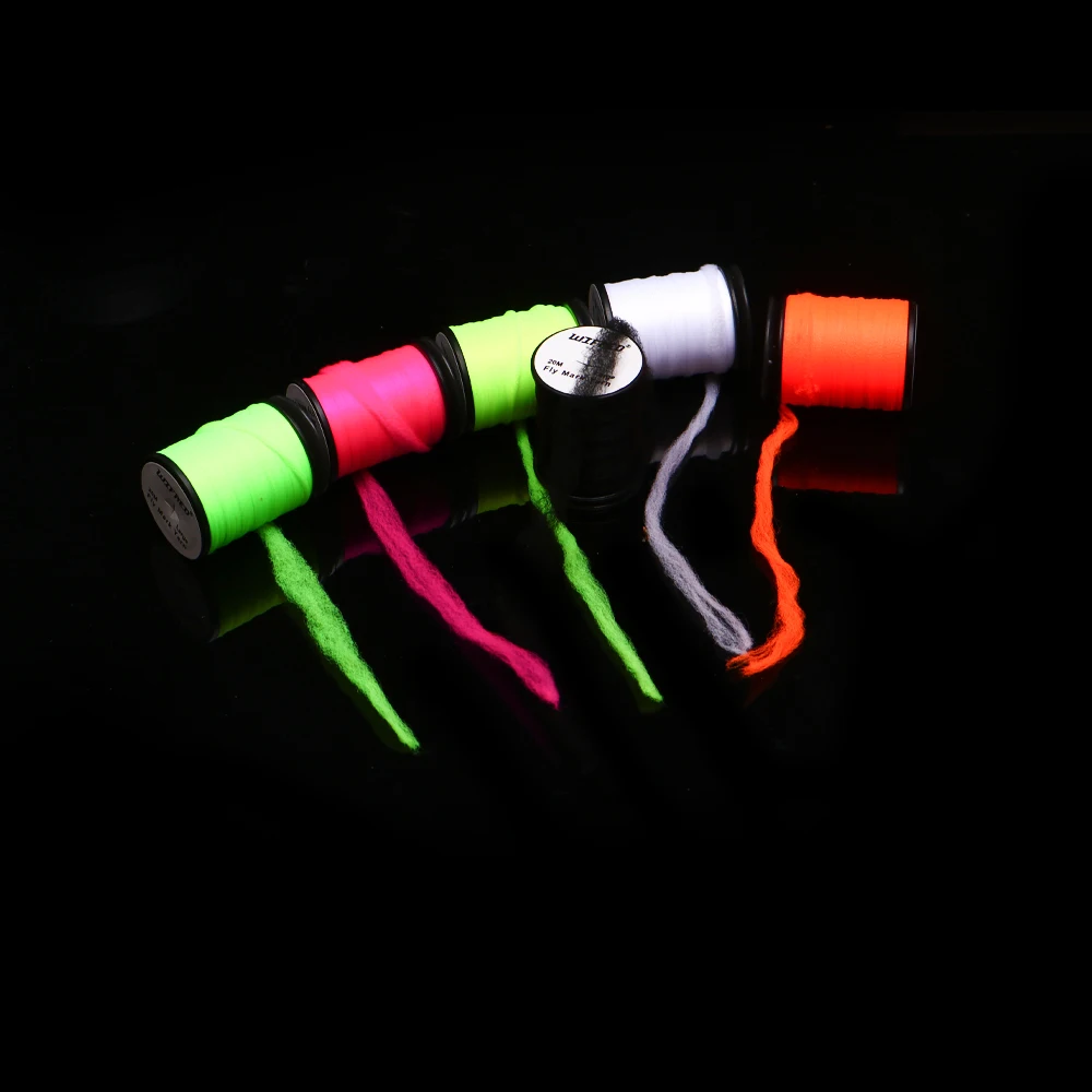 20M/Spool Fly Mark Yarn 6 Colors Available Polypropylene Dubbing Fine Dry Wet Spinner Wings Fly Tying Parachutes Materials