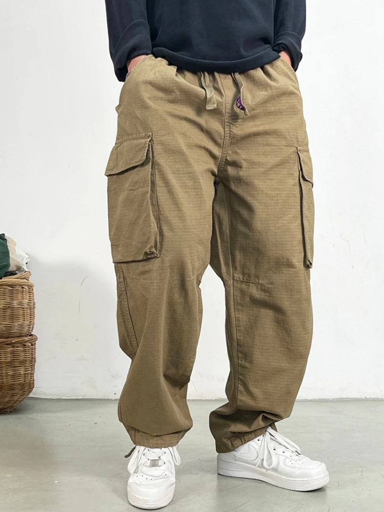 Japanese Streetwear High Quality Khaki Cargo Pants Harajuku Plus Size Casual Work Pants For Men Vintage Baggy Trousers Male