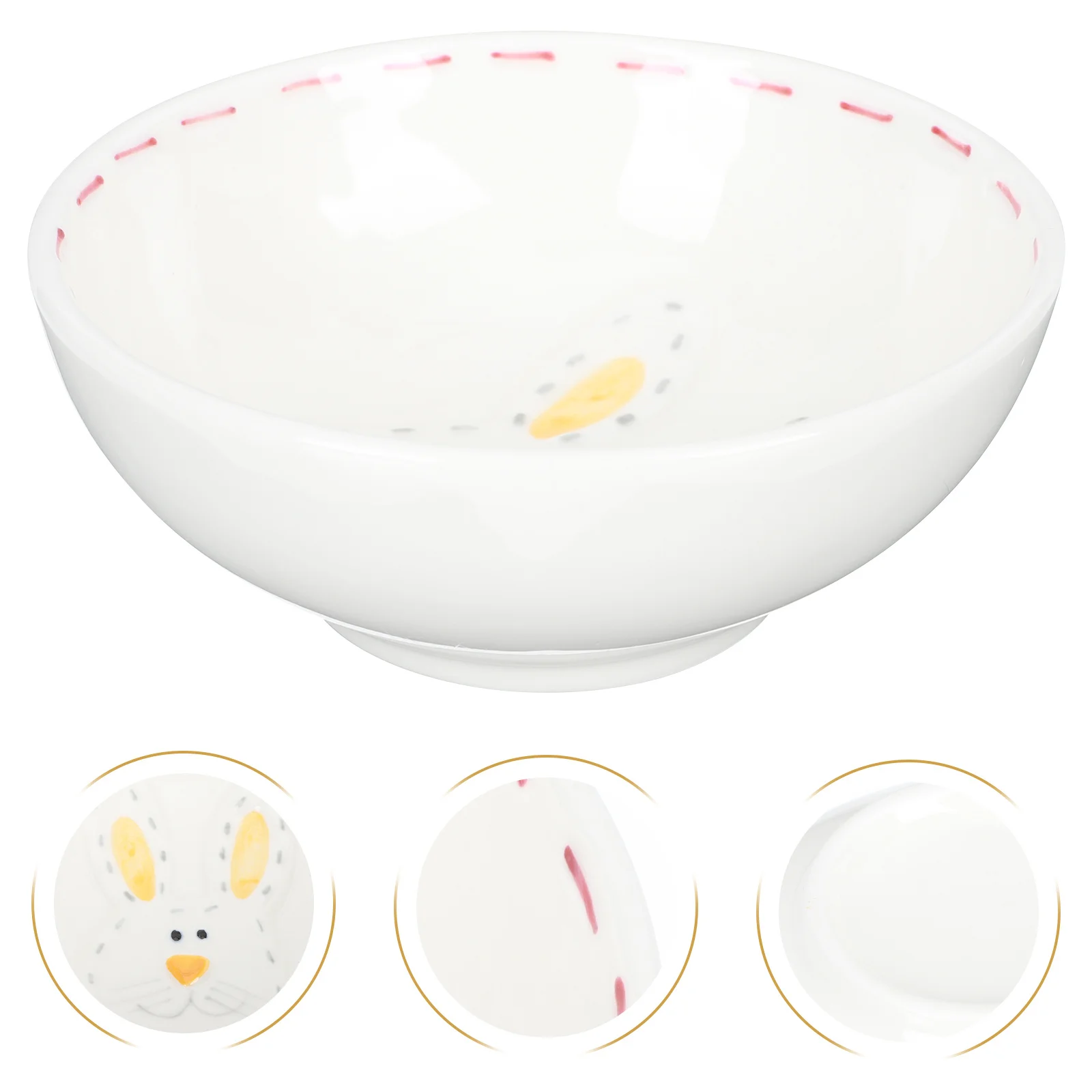 

1Pcs Rabbit Small Ceramic Salad Bowl Adorable Pattern Versatile Seasoning Saucer Household Tableware Rice Bowl Kitchen Supply