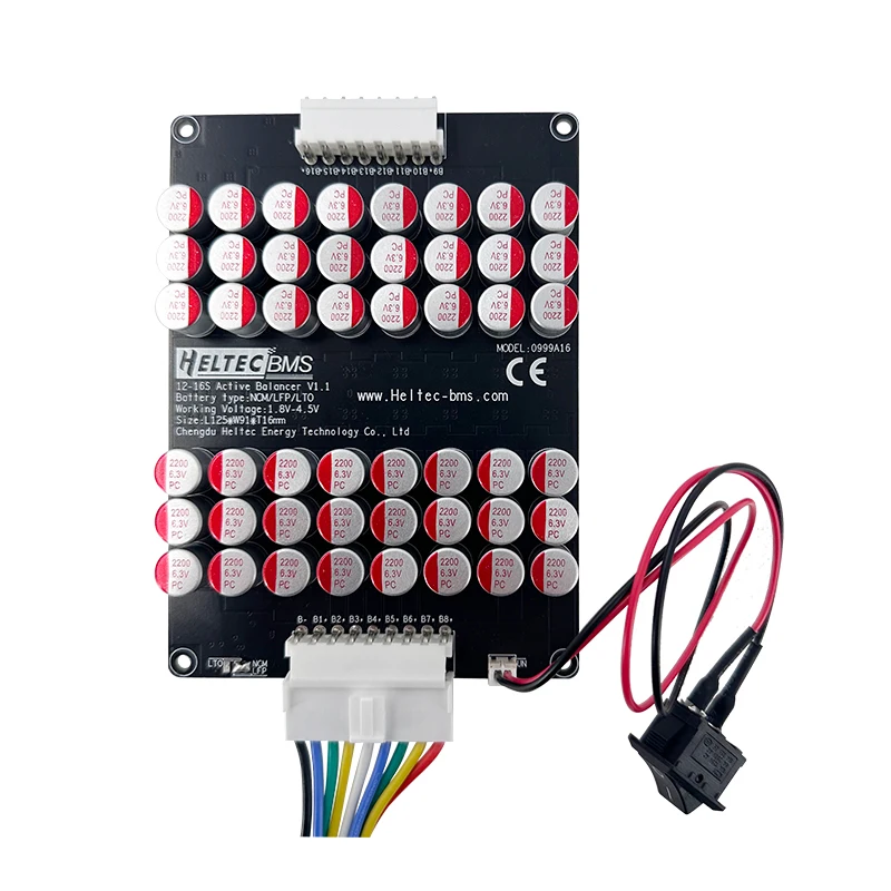 HeltecBMS Balanceador ativo de bateria de lítio 4S 16S 5A 3S com swich 12V 48v Lifepo4 módulo de balanceamento de célula de bateria