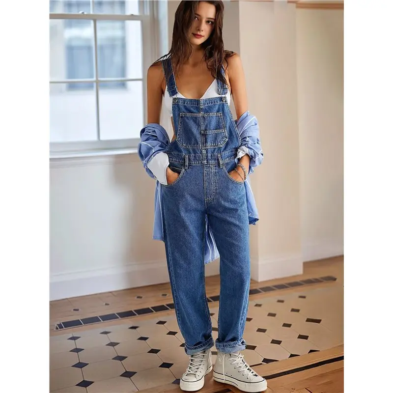 ABRT-Womens Overalls Denim Bib Overalls Leg Adjustable Strap Jean Pants Jumpsuits With Pockets Trendy view 3