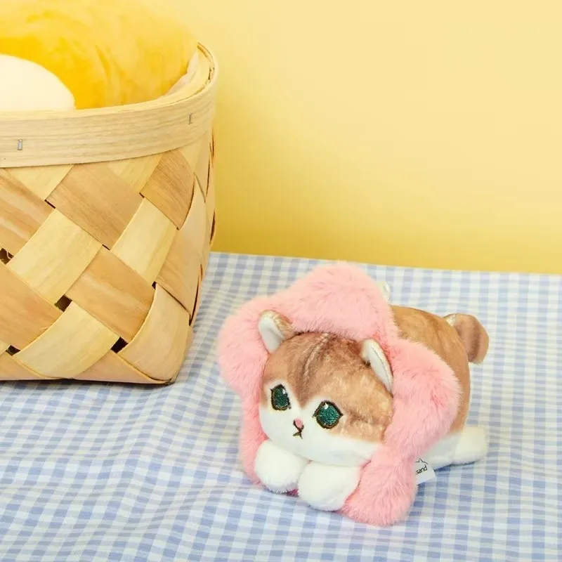 10 ซม.ของแท้ Mofusand ตุ๊กตาพวงกุญแจจี้การ์ตูน Shark Cat นอนลง Cross-Dressing Series กระเป๋าจี้ของขวัญวันเกิด