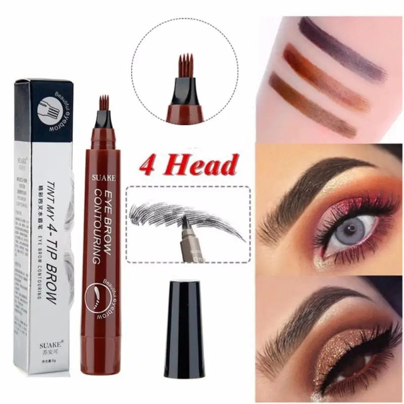 Eyebrow Pen Waterproof Fork Tip Eyebrow MicrobladingTattoo Pencil Long Lasting Professional Fine Sketch Liquid Eye Brow Pencil