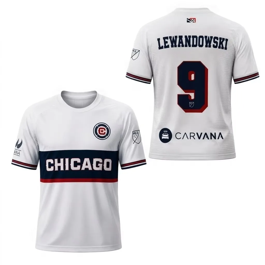 Chicago Fire Lewandowski 9 SpecialEdition 2026 White Soccer Jersey Trendy Casual Quick-drying Sports T Shirt Adults and Children