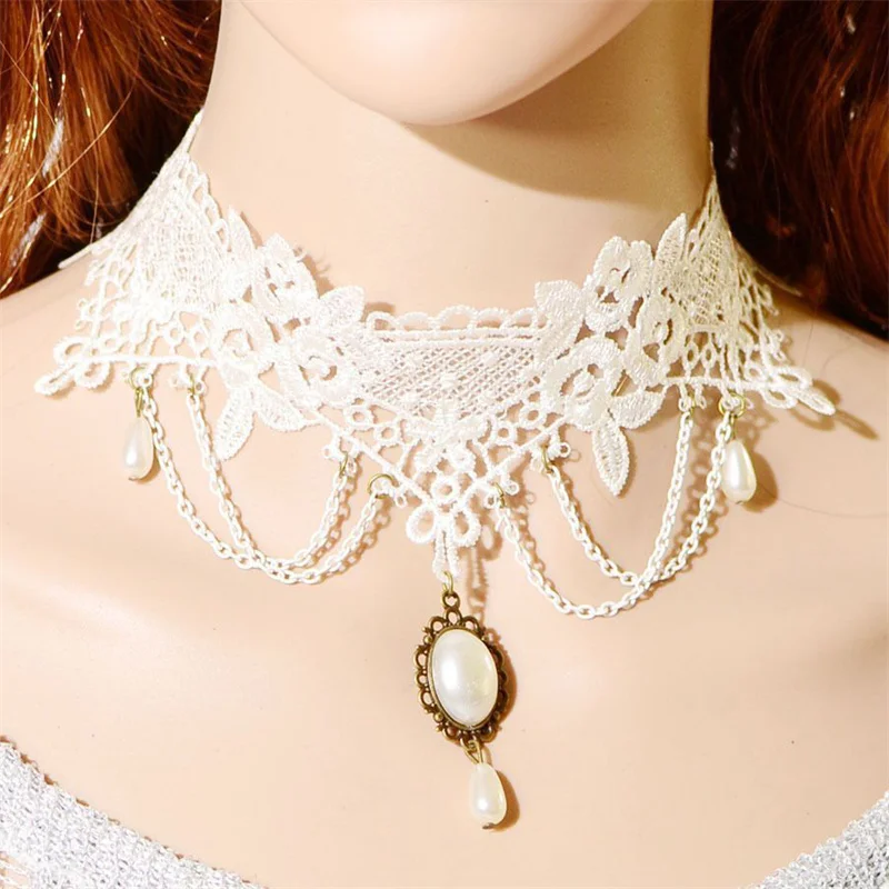 Black Lace Necklace Women Girl Tassel Sexy Lace Choker Versatile Bracelet Halloween Jewelry