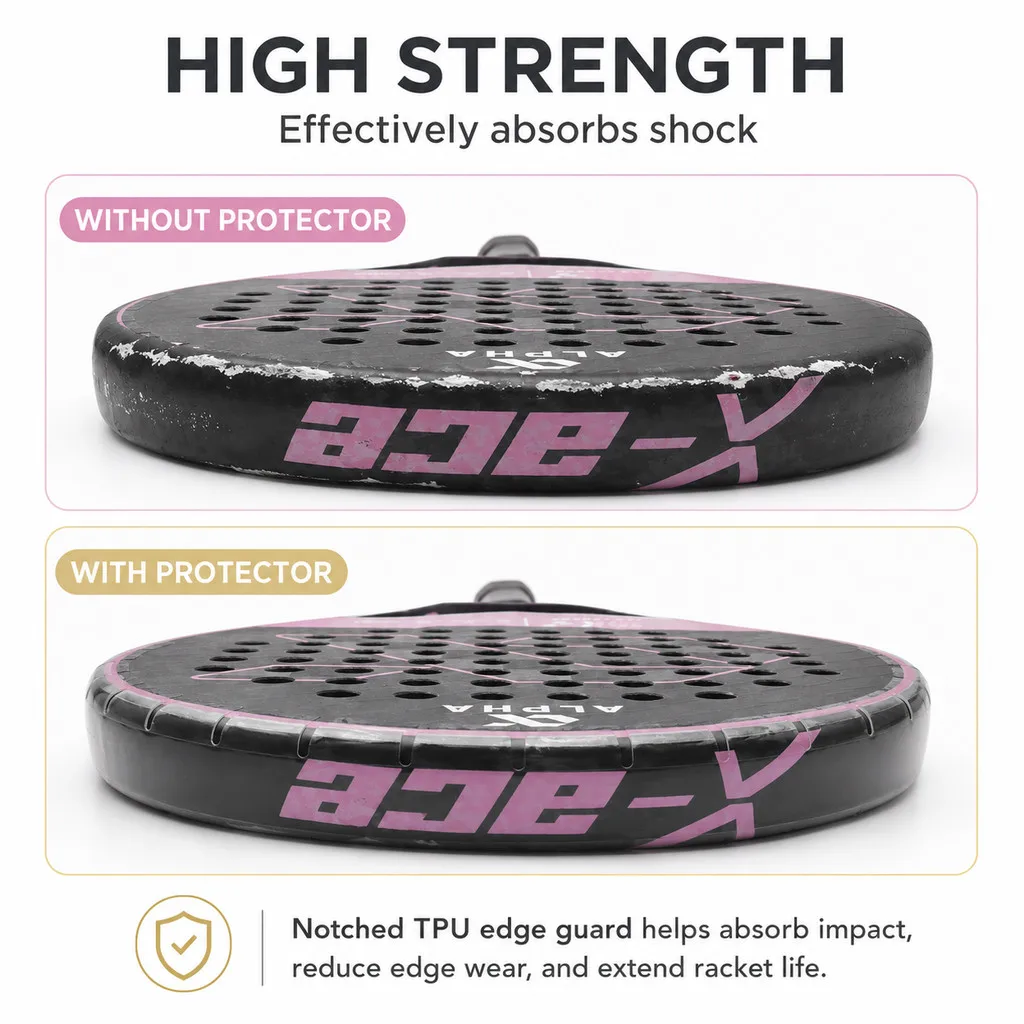 X-ACE Padel Racket Edge Guard Tape, TPU Transparent Protector, 460mm Extra Long, Anti Scratch Frame Protection view 3