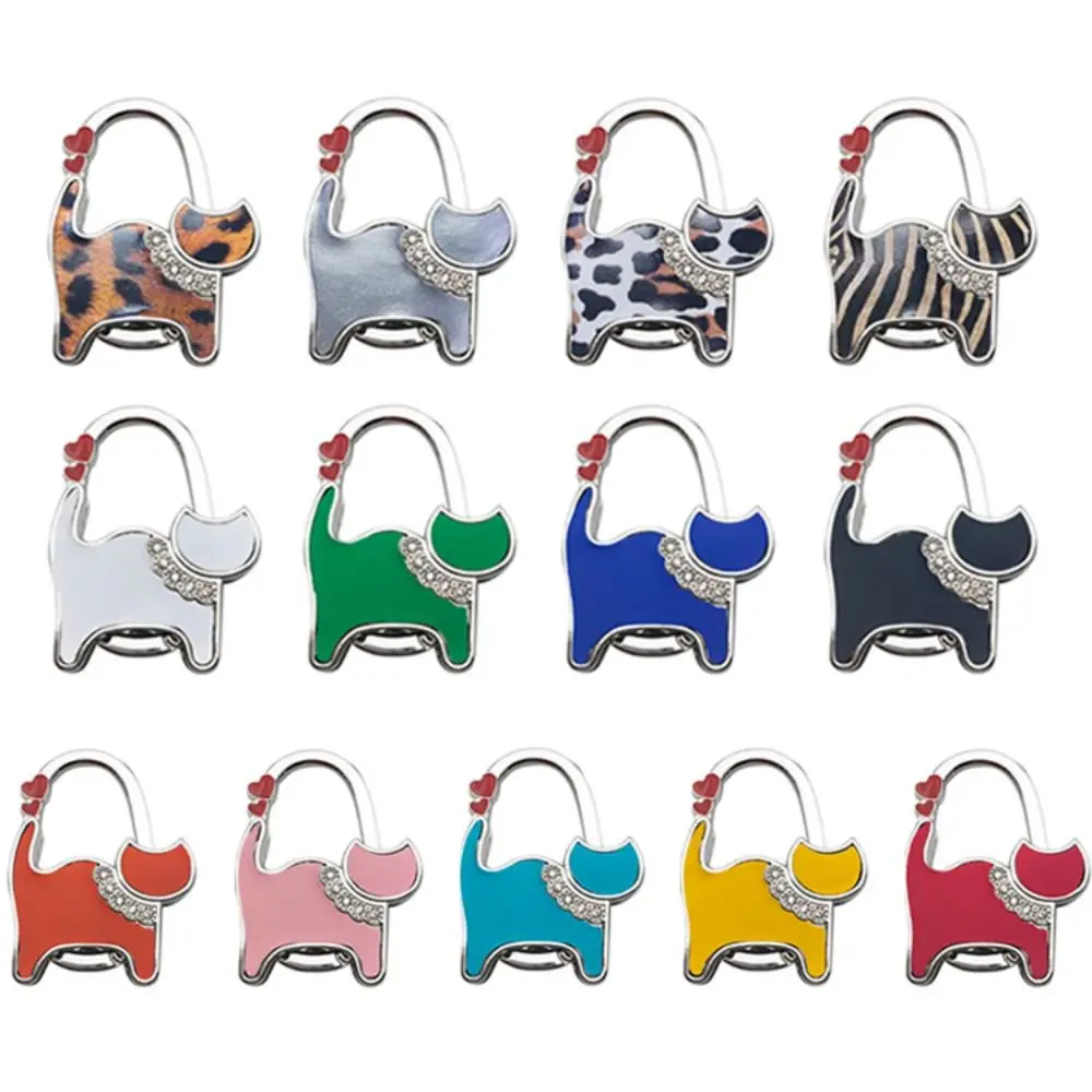 Portable Cat Shape Alloy Handbag Hook Folding Table Edge Hanging Hooks Purse Hanger Holder Women Bag Organizer Home Decoration