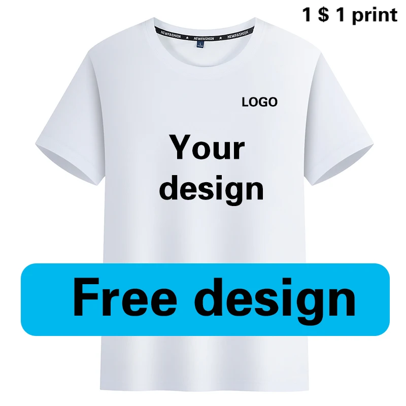 Customization Print Design T Shirt Your Logo For Men Women Quick Drying Running Sports Short Sleeve Work Clothes Diy Photo Team