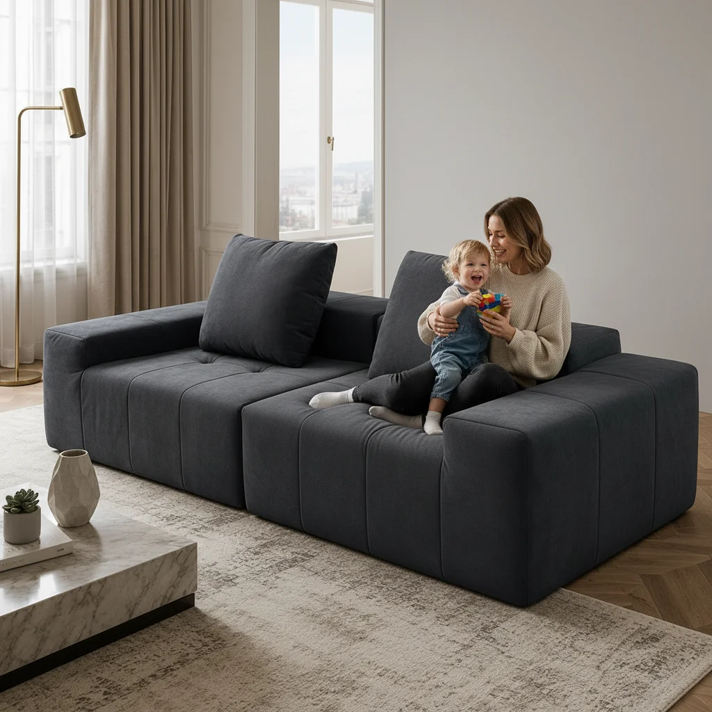 

#Foam Filled Modular Sectional Three Seat Box Design Space Saving Easy Transport Couch Vacuum Compressed Sofa