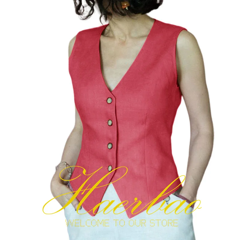 Women\'s Vest V Neck Sleeveless Jacket Formal Office Work Wear Various Colors Customized Waistcoat