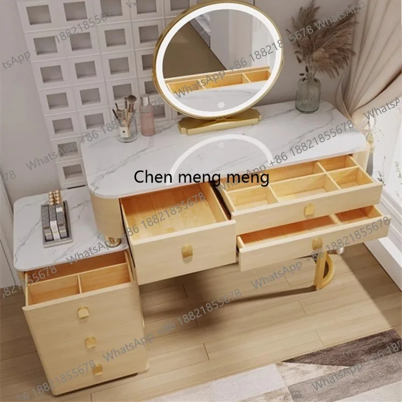 

F4567 Деревянный туалетный столик для спальни, простой современный дизайн, с подсветкой, зеркалом, табуретом, ящиками и шкафчиком для хранения, мебель для дома