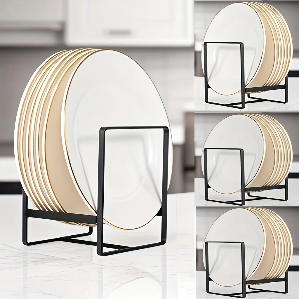 1pc Kitchen Cabinet Plate Storage Countertop Dish Rack Drawer Dinner Plate Partition Drain Rack Layered Storage, Bookends