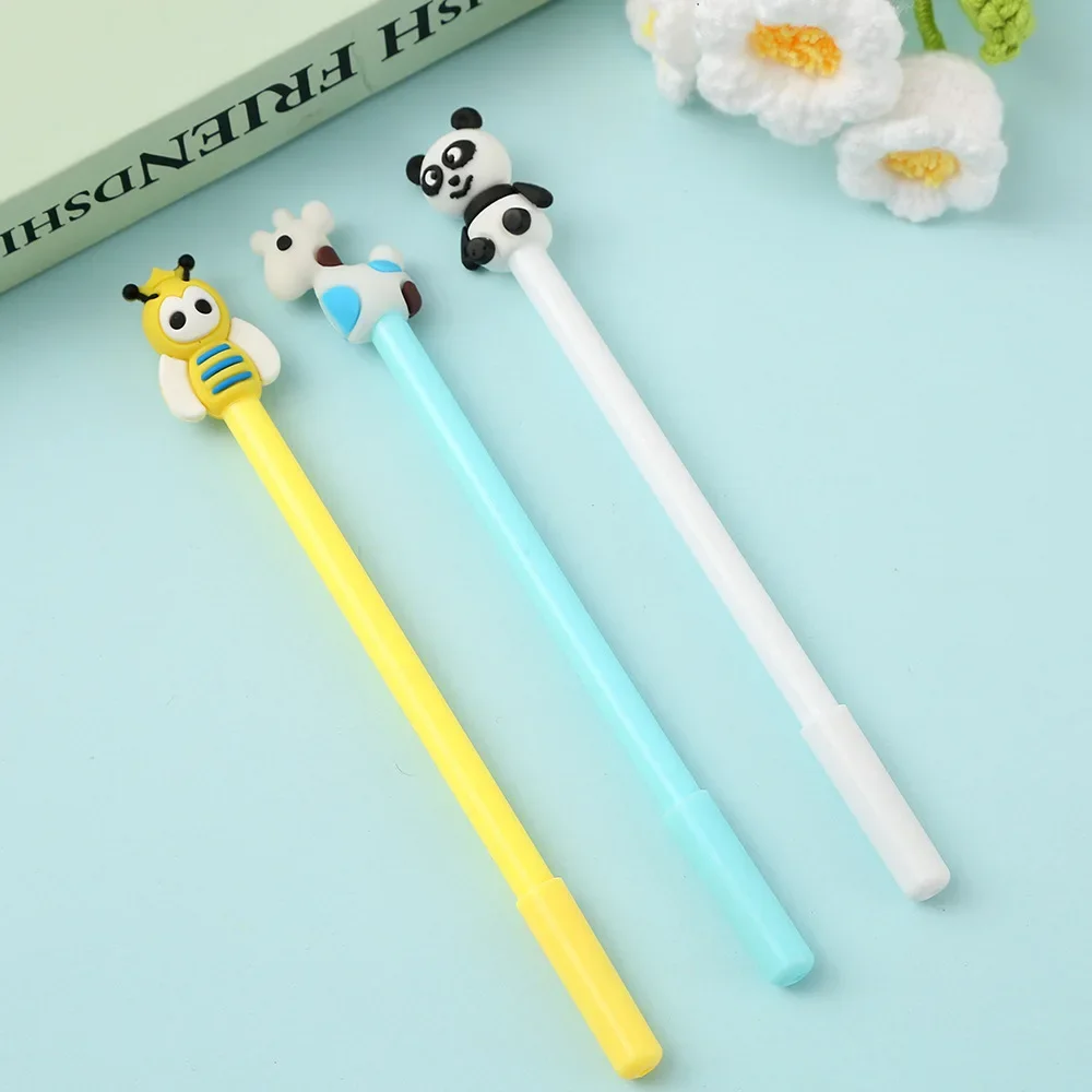 60Pcs Wholesale creative cartoon panda gender-neutral pen, cute little bee student writing stationery pen, office exam supplies