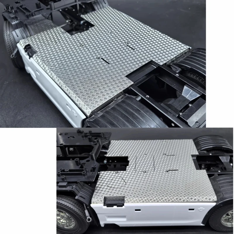 1 個模擬ステンレス鋼スキッドプレート 1/14 タミヤ RC トラックスカニア 770S 4X2 56379 DIY パーツおもちゃ用