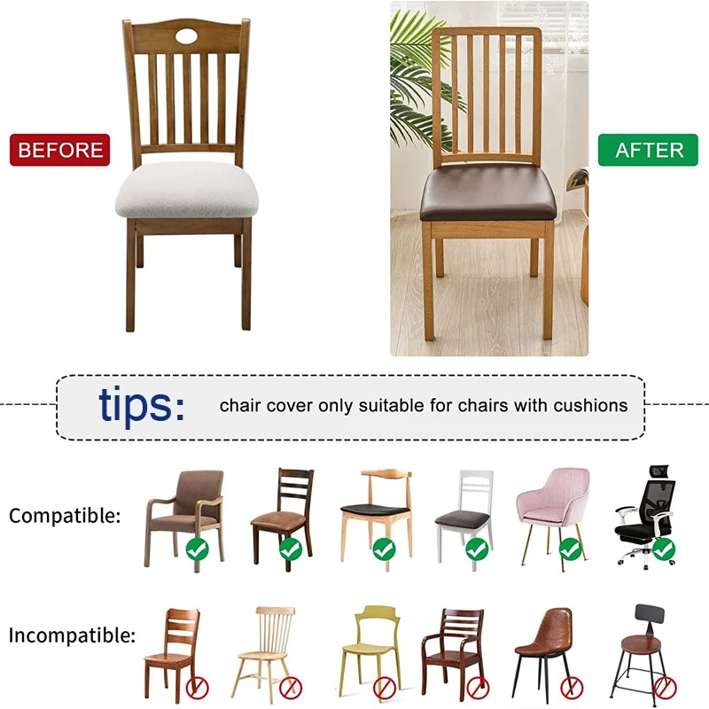 100% waterproof PU seat cover chair slipcovers for dining room chair protector chair cover elastic solid stretch chair cover