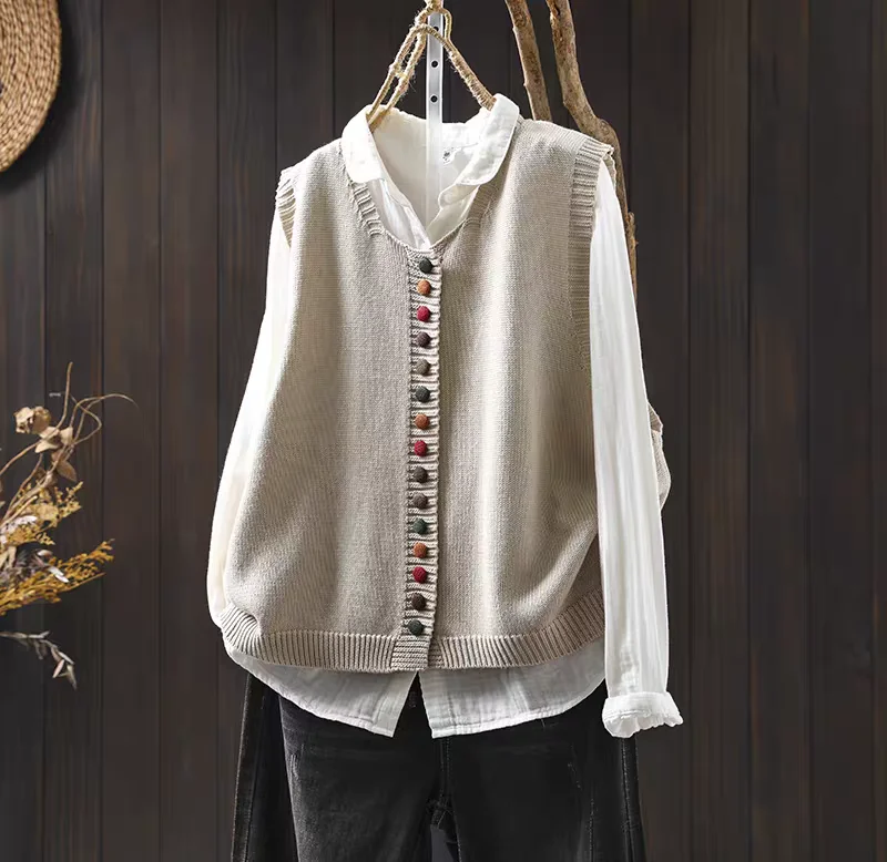 

Faionable Knitted Vest Women's Svel round Ne Layering Top 2025 New Design Commute Sle Color Other Material