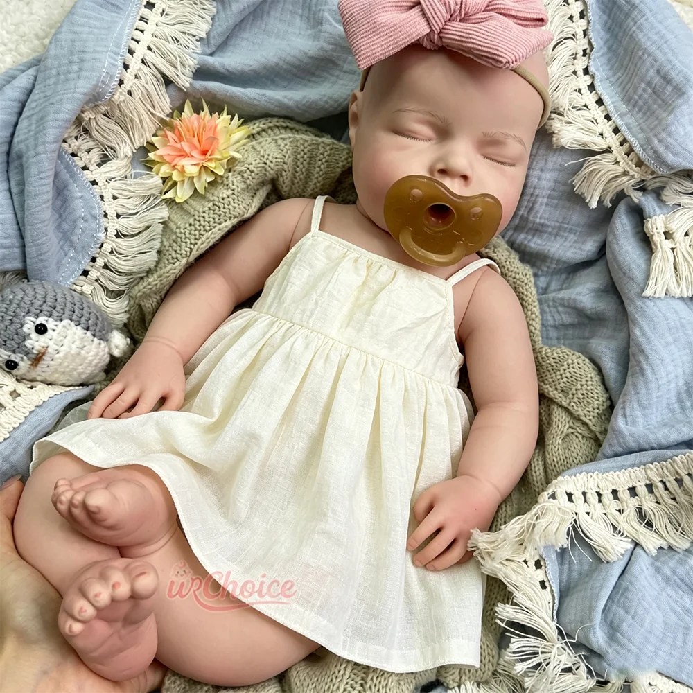 Hand-Painted 20 Inch Silicone Reborn Doll Sleeping Weighted Reborn Doll Preemie Open Mouth Cute Newborn Spain Christmas Gift