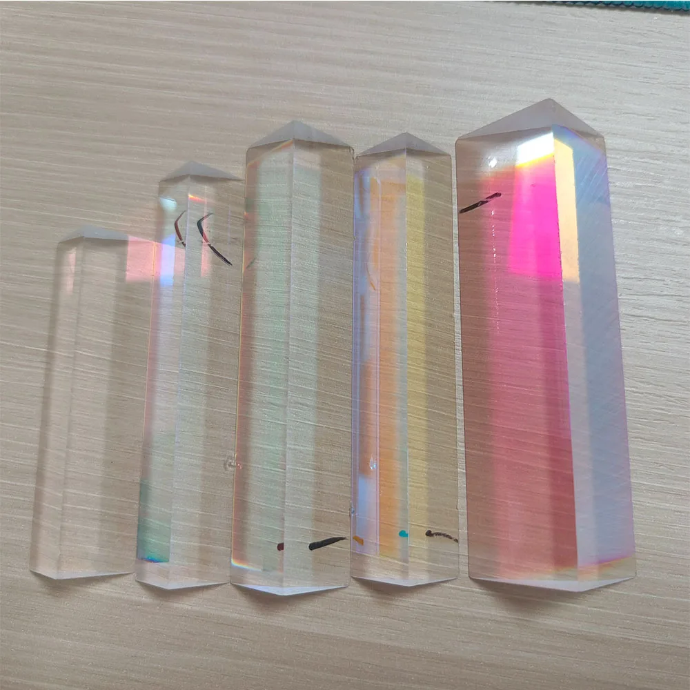 1Pcs Defective Angle Reflecting Triangle Prism Optical Glass Rainbow Prism for Physics Teaching Photography Light Refraction