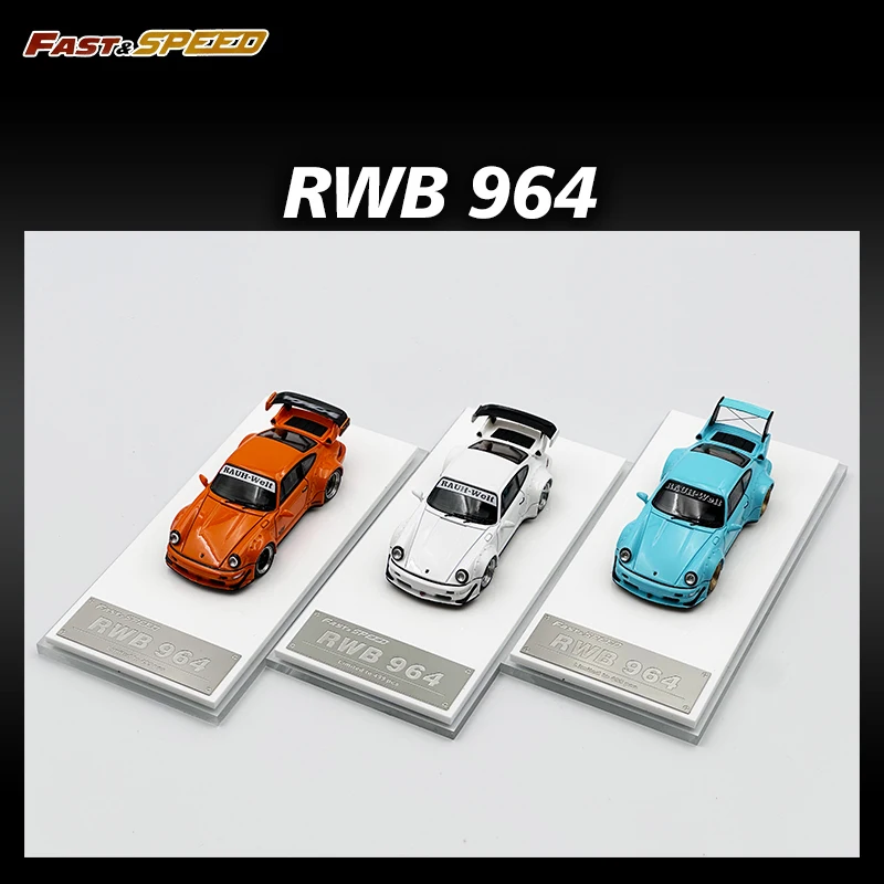 

FS в наличии 1:64 RWB 964 с отлитым под давлением ступицей, Коллекционная модель автомобиля, быстрая скорость