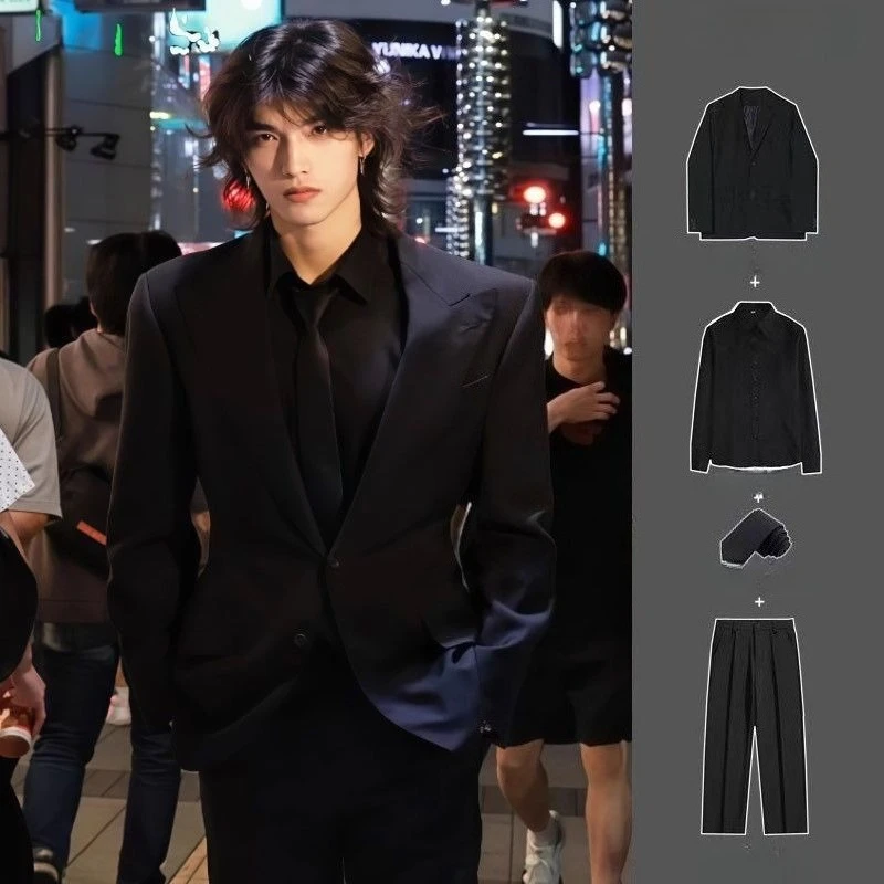 Men's Slim Fit Business Formal Suit Set for Interview, Groom & Groomsman