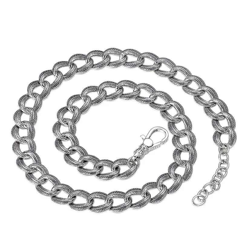 925 sterling silver feather bracelet for men and women retroniche style design cuban chain fashionshort clavicle chain