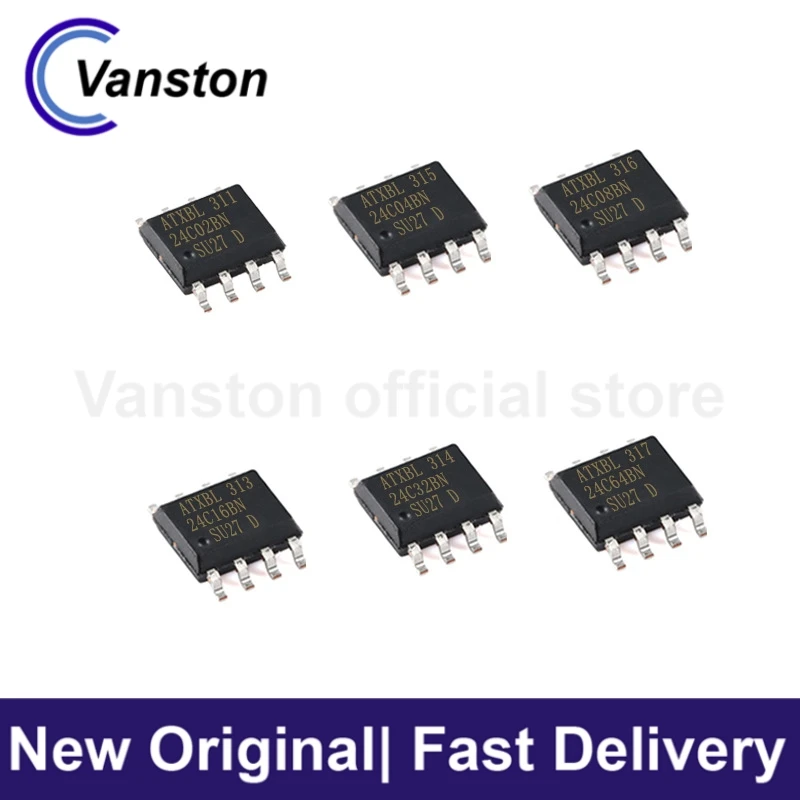 10pcs AT24C02 AT24C04 AT24C08 24C16 24C32 24C64BN Full Series Memory Chip ICs SOP-8 24C02 Brand New Original Rapid shipment