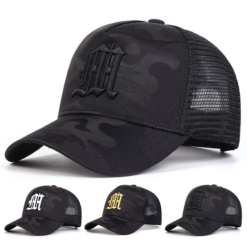 Fashion M Letter Camouflage Embroidery Baseball Net Caps Spring and Summer Outdoor Adjustable Casual Hats Sunscreen Hat