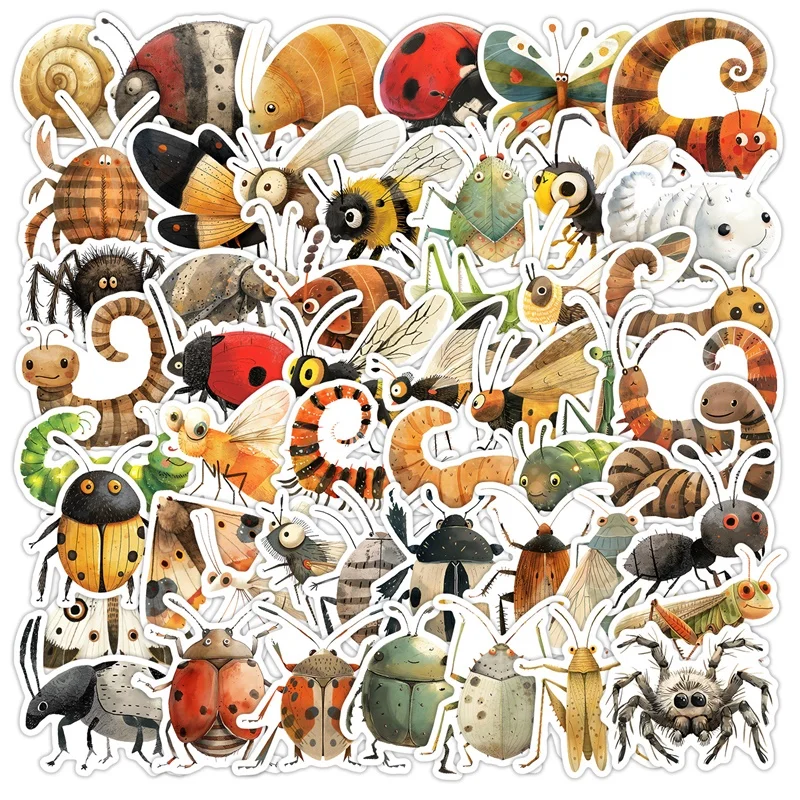 

10/30/50PCS Kawaii Cartoon Bug PVC Sticker Aesthetic Colored Decoration Scrapbooking Supplies DIY Hand Accounting for Kids